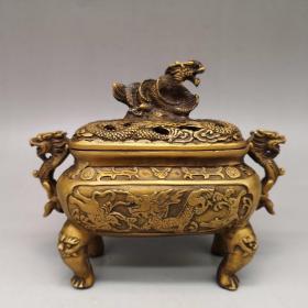铜龙纹香炉，品相如图