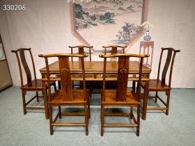 珍藏黄花梨木餐桌七件套，全榫卯结构