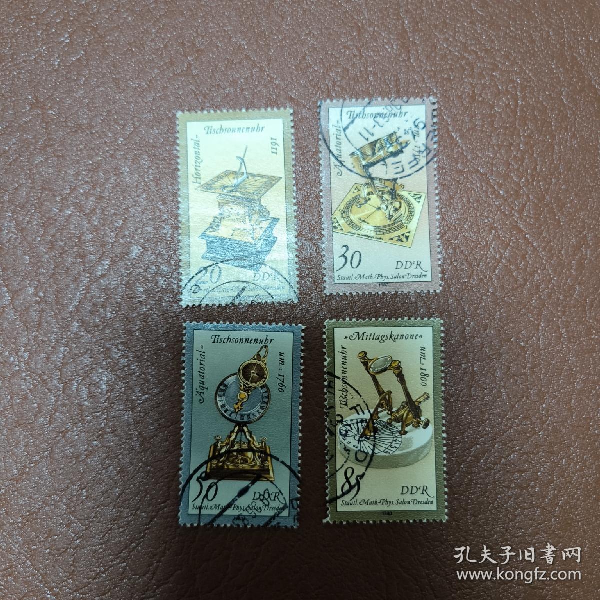 Bj06民主德国邮票  1983年 国立博物馆中古计时器藏品  信销 4枚 不全，缺2枚低值