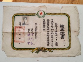 民国毕业证书一套（带有党旗珠算结业证书）