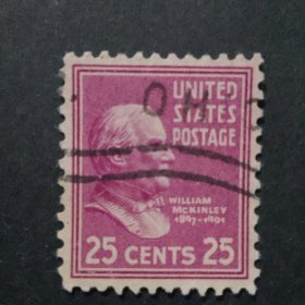 美国邮票 1938年历届总统-麦金利 1枚销