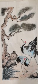 水墨画：贺松（尺寸57x29㎝）