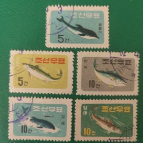朝鲜邮票 1961年海洋动物 5全销