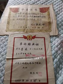 59年毕业证2张 （吉林梨树）