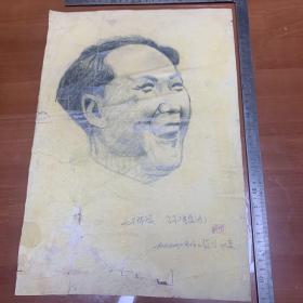 1979年6月16日临于北京铅笔画 毛泽东像 毛主席像 原作徐悲鸿 刘杨印