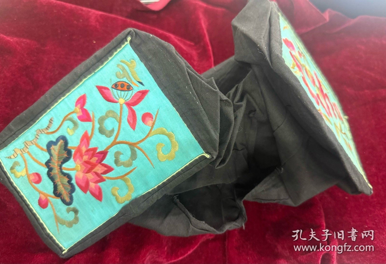 清末民国时期满族刺绣莲花藕枕头套