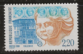 FR2法国1988年 瓦朗斯集邮联合会 雕刻版外国邮票 新 1全
