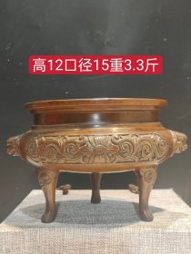 吴邦佐紫铜香炉一个，造型美观，包浆均匀，无磕碰，细节如图