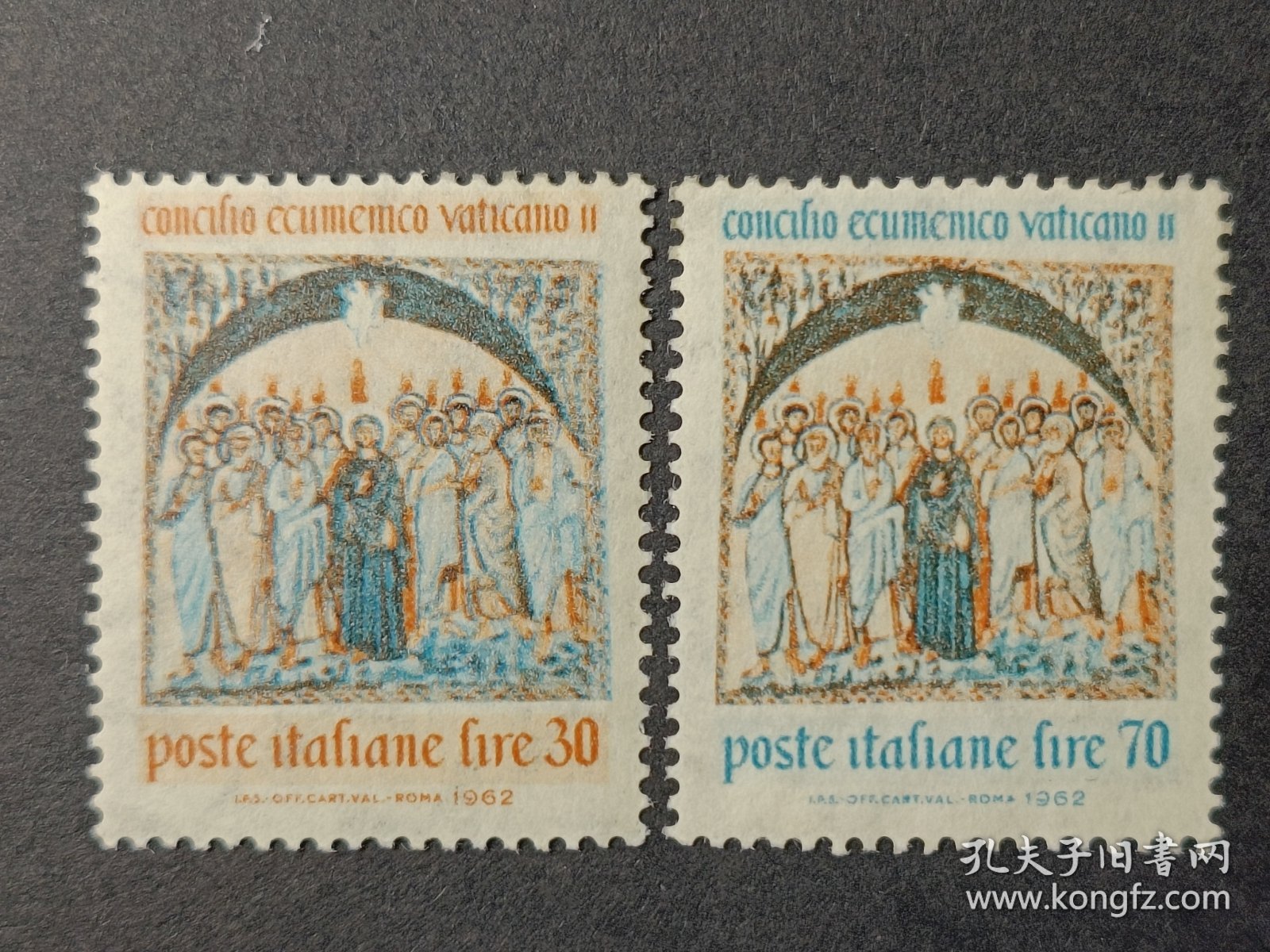 意大利邮票，1962年福音古抄本插图2全