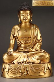 明 铜胎鎏金药师佛坐像