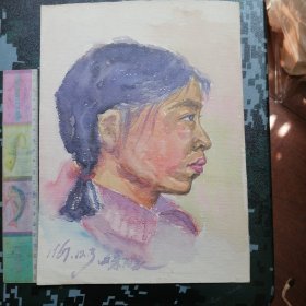 1967年美女头像水彩画