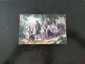 德国巴伐利亚1917年吹笛子彩色实寄明信片一张 品相如图，实寄难得，百年老片。保真，包挂号，非假不退