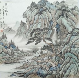 王岩青绿山水四尺斗方