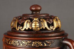 明 铜胎鎏金夔龙纹龙首耳熏炉