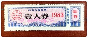 北京市棉花票1983壹人券