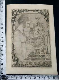 德国著名艺术大师“海因里希·沃格(HeinrichVogeler) ”
铜版藏书票——《阅读的女人》