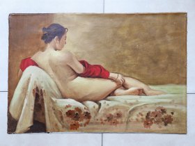 署名“Zhang Shou”人体艺术油画“侧卧的女子”915615