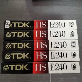 134录像带：TDK HS E-240 VHS 5盘合售 未拆封