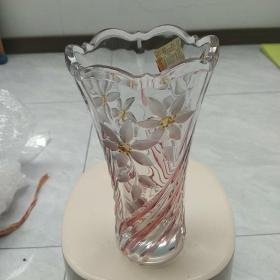 日式阴雕玻璃彩色花瓶