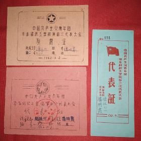 60年代华东纺织工业学院代表证和出席证3种(一个人的)