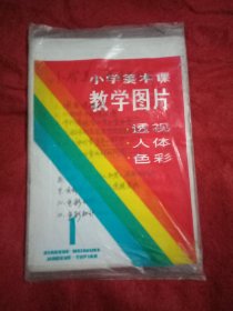 1983年版《小学美术教学图片》11幅全套（图片内容为:1、圆面透视图；2、六面体平行透视图；3、平行透视室内景和室外景；4、六面体成角透视图成角透视室内景和室外景；5、成人和儿童全身比例图；6、成人和儿童头部比例图；7、五官画法；8、幼儿、少年、成人和老人面部比例图；9、头部平、仰、俯的透视变化；10、色彩知识之一；11、色彩知识之二。除了第1、2幅为4开，其余9幅均为对开）