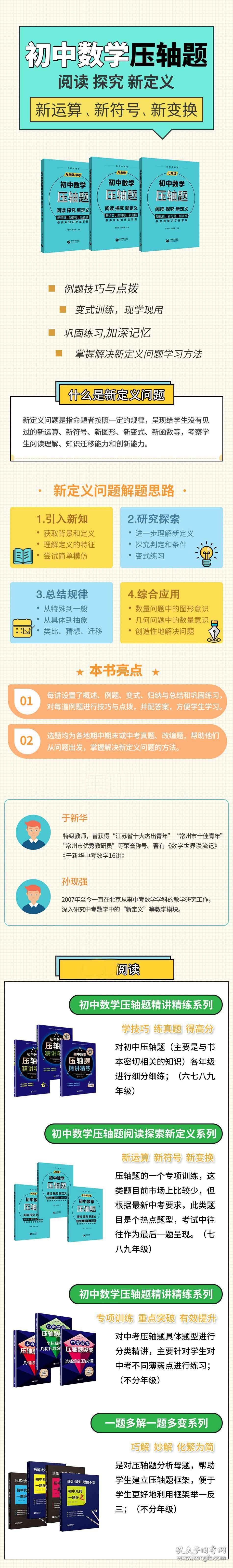 初中数学压轴题：阅读、探究、新定义（九年级+中考） 普通图书/童书 于新华著 上海教育出版社 9787572005084