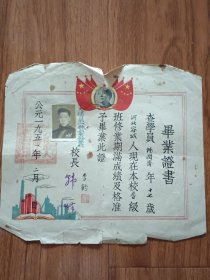 1951年天津市第一干部业余学校毕业证书