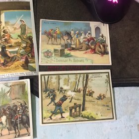 清朝时期外国医药和咖啡广告全彩色金粉小画片8张