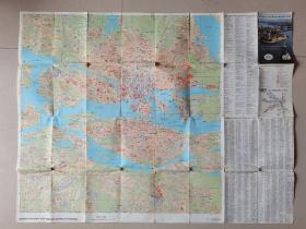 外文原版地图~~~~~~~~~瑞典斯德哥尔摩地图  1开，原版地图，瑞典文，85*110厘米。