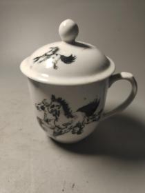 创汇期，醴陵群力瓷厂马到成功茶杯