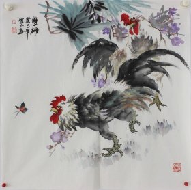 【双雄图】山东美协会员赵老师四尺斗方早期精品