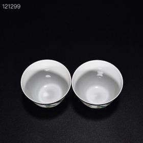 清乾隆青花粉彩描金荷花鸬鹚纹杯