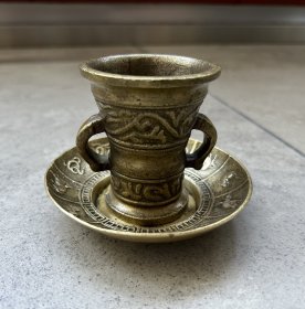 民国时期百年老物件双耳铜杯小香炉
