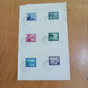 二战时期德国军队通信邮票一套六枚，都有清晰邮戳，少见邮品