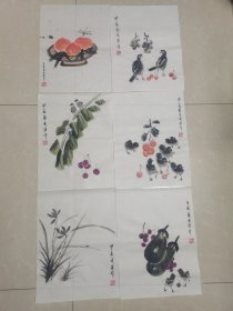 国画，水墨画，如图内共六幅一起合售30元，按图发货。