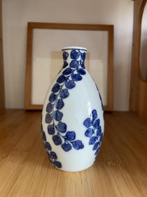 日本回流 酒壶 德利 花瓶 花入 插花器 青花 手绘 底部带款 贺峰作 四只出 可单出 可一起