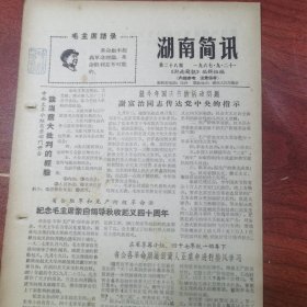 湖南简讯第28期（长沙工联、湘江风雷负责人第一次座谈会纪要；湖南黑党委为镇压湘江风雷向中央的九次黑报告）