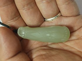 新疆且末和田青白玉 一鸣惊人吊坠 挺大