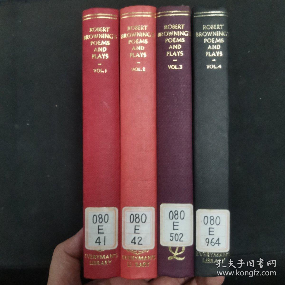 【英文原版书】「Everyman's Library No.41、42、502、964」Robert Browning's Poems and Plays（「人人文库第41、42、502、964号」《罗伯特·白朗宁的诗歌与戏剧》）