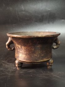 古董 古玩收藏 铜器 精品铜炉 传世铜香炉 回流铜炉 长13厘米，宽12厘米，高8厘米，重量2斤