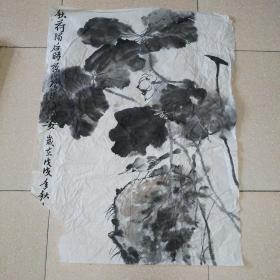 荷花小鸟6平尺，画功精湛（北8）