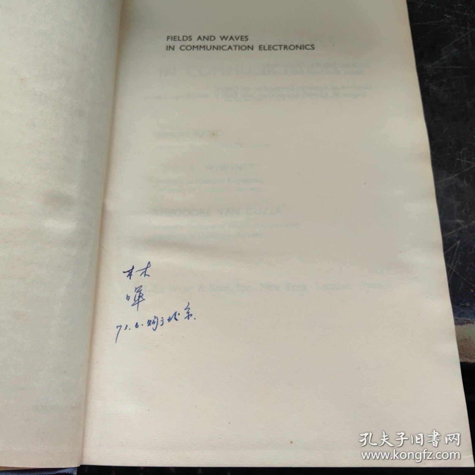 Fields and Waves in Communication Elec tronics 通讯电子学中的场与波【英文原版】精装_Simon