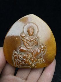 牛角雕刻佛牌观音牌子