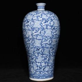 明隆庆青花鹤纹梅瓶，高35.3cm直径18cm