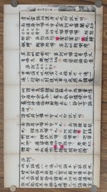 82#佛经散页标本，明版永乐北藏佛经《金光明最胜王经》一版五折，字大如钱，白棉纸，带朱圈，带刻工名，修复托裱63.5*34.5