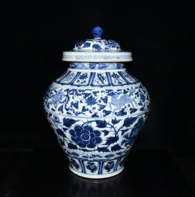 元青花缠枝牡丹纹盖罐 尺寸52×38cm