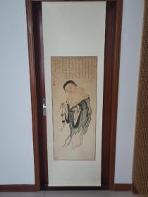 婆娑翰林，许承尧，画刘海戏金蟾，尺寸45*110cm，一角缺一点四字后补，品如图喜欢的联系