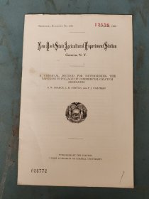 民国 纽约州农业实验站 一种化学方法用于确定 商业砷酸钙对叶的毒性