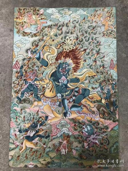 吉祥天母唐卡刺绣织锦画