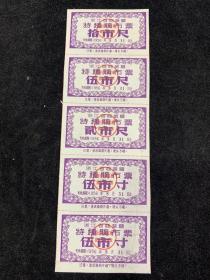 1956年，浙江省商业厅，特种购布票，五市尺。5联